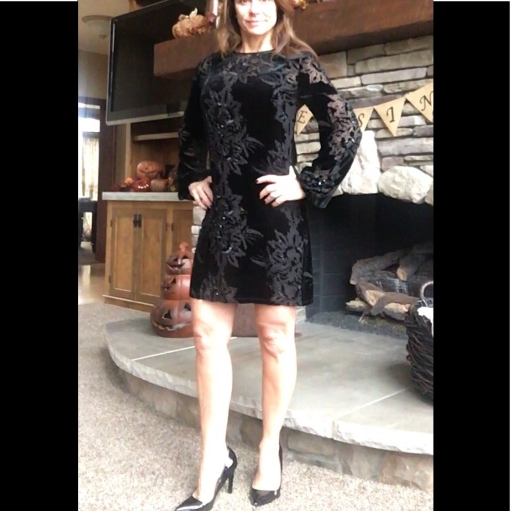 Cache Black and Velvet Shift Dress